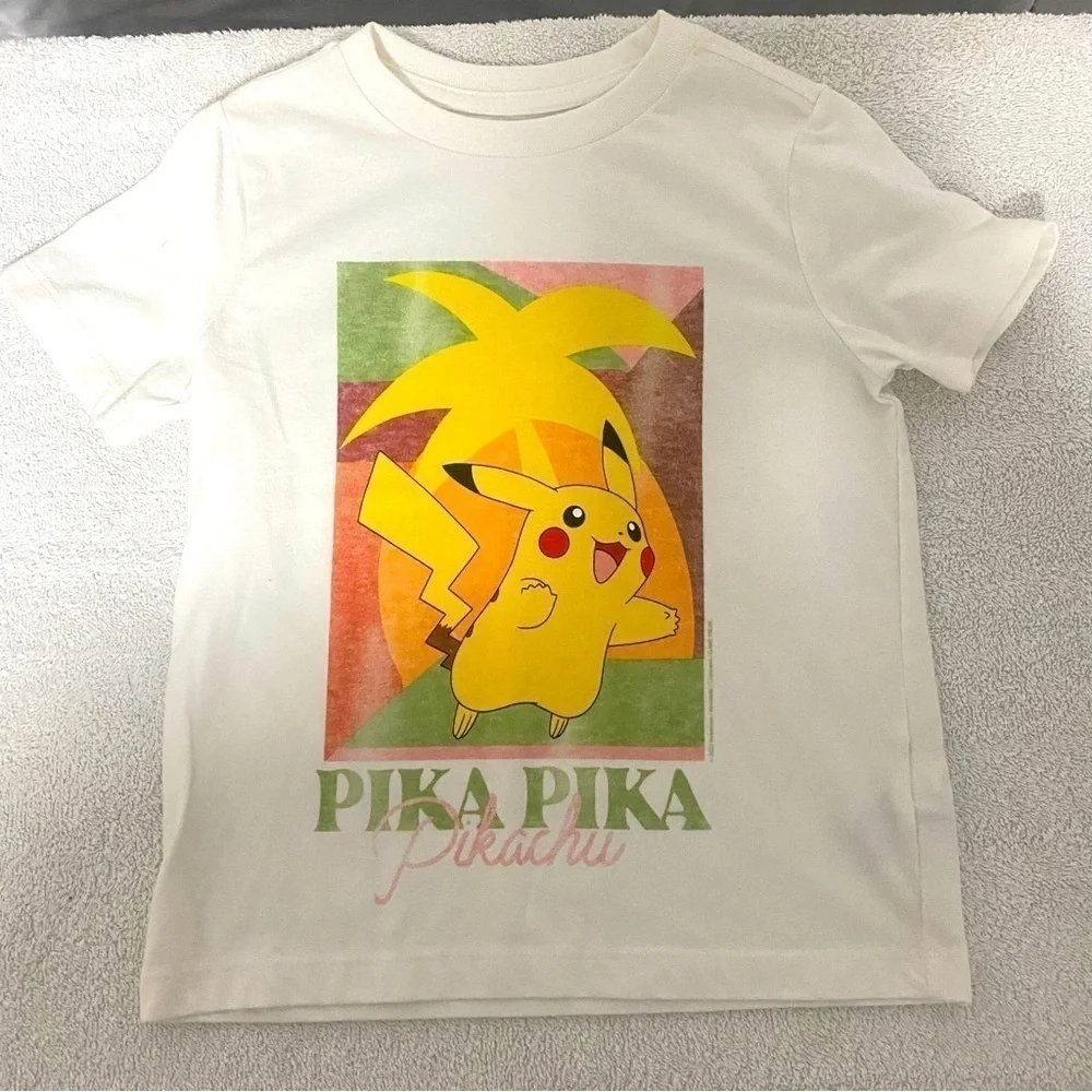 Old Navy Boys Pokémon Palm Sea Salt Pikachu T-Shirt XS (5) “ Pika Pika Pikachu”